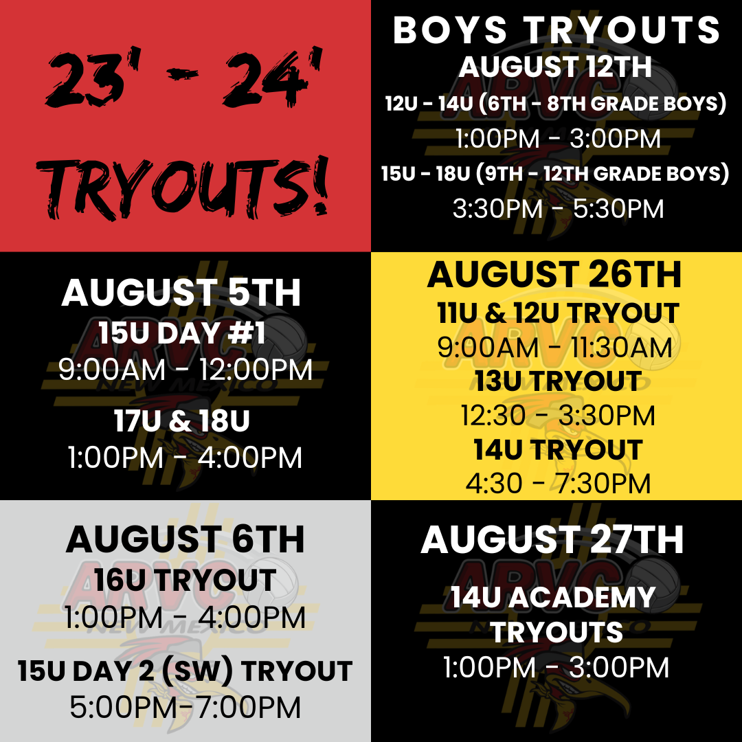 Final Tryout Days & Times