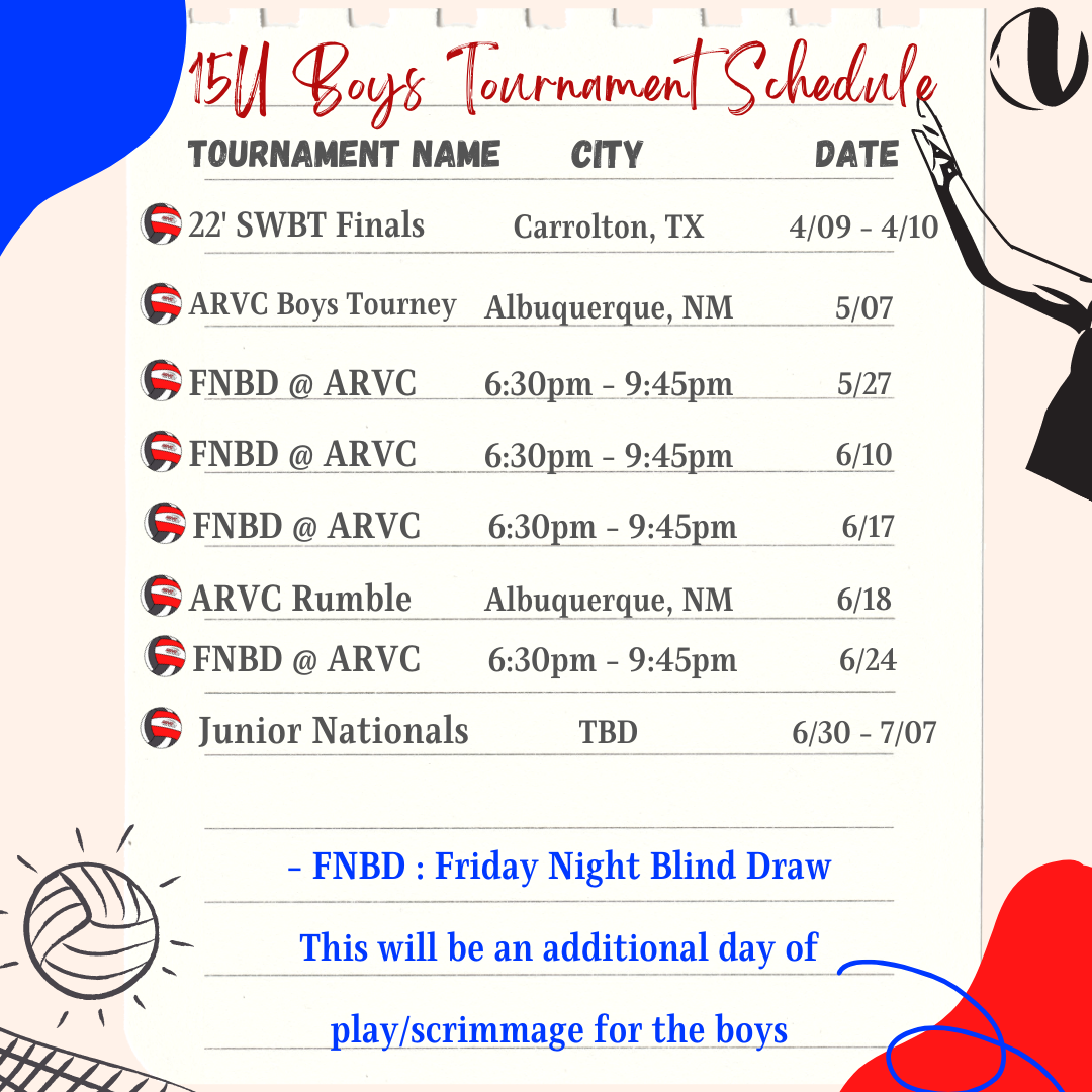 Final Tournament Schedules (14) Final Tournament Schedules (14)