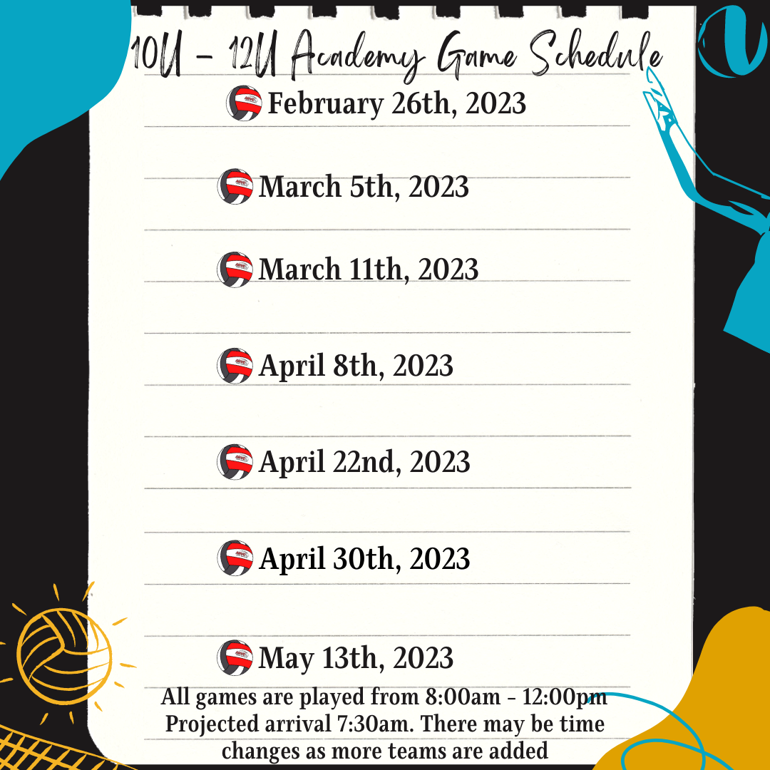 sp10U-12U Academy Schedule